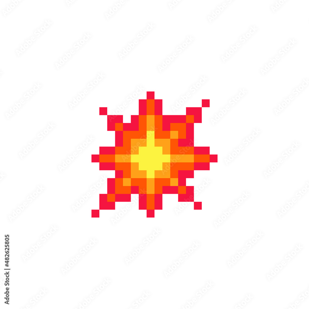Explosion. Pixel art abstract icons set. Light symbols. Energy effect. Bright light flare isolated vector illustration. Explosion. Pixel art abstract icons set. Light symbols. Energy effect. Bright light flare isolated vector illustration.