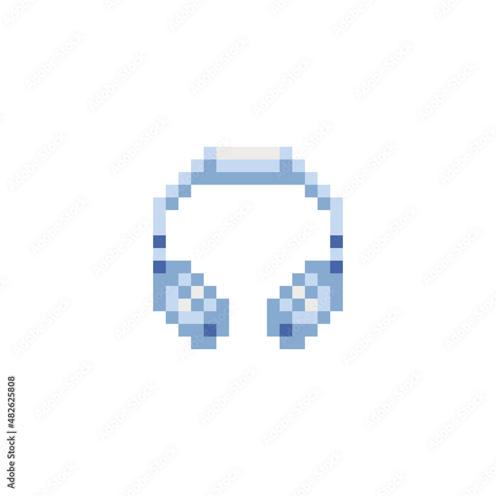 Headphones pixel art style icon element design for logo mobile app, web, sчticker. Isolated retro vintage 80s abstract vector illustration. Video game sprite. Headphones pixel art style icon element design for logo mobile app, web, sчticker. Isolated retro vintage 80s abstract vector illustration. Video game sprite.