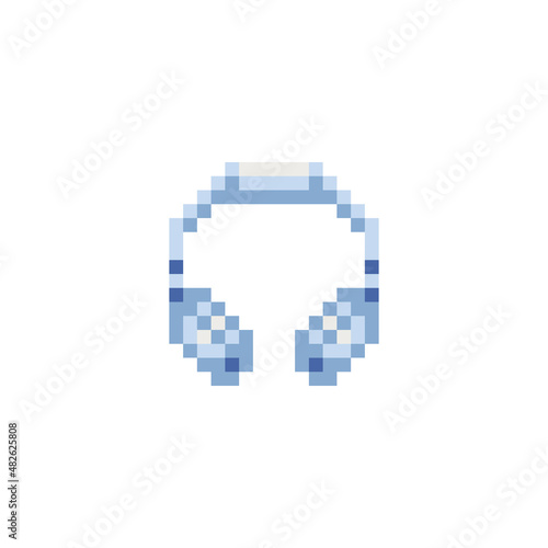 Headphones pixel art style icon element design for logo mobile app, web, sчticker. Isolated retro vintage 80s abstract vector illustration. Video game sprite. 