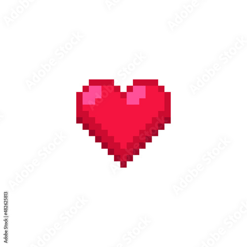 Red Love Heart love symbol icon like isolated pixel art vector illustration. Game assets 8-bit sprite. Design for stickers, web, mobile app.