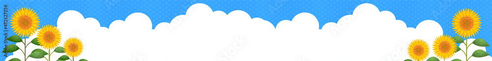 夏、向日葵と入道雲のバナー、728x90 夏、向日葵と入道雲のバナー、728x90