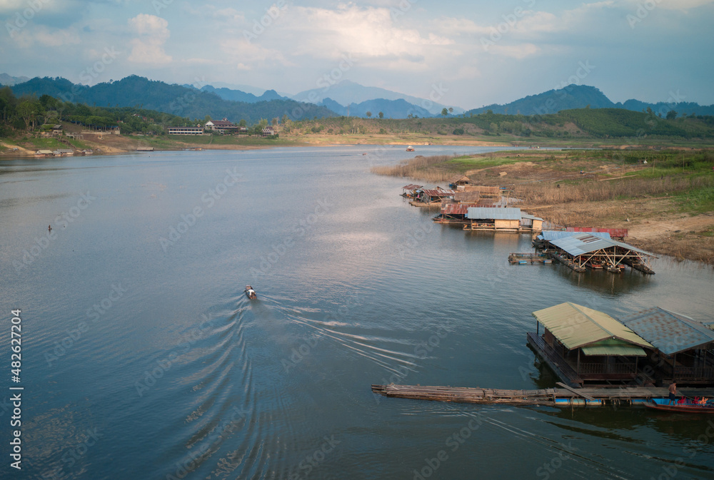 Riverside landscape at Sangkhlaburi district in Kanchanaburi province, Thailand
