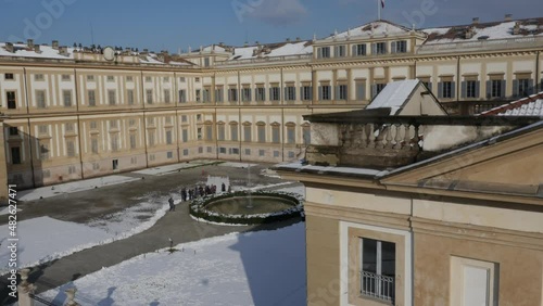 4k Aerial footage drone view of Manor Villa Reale Monza, Lombardia Italy
