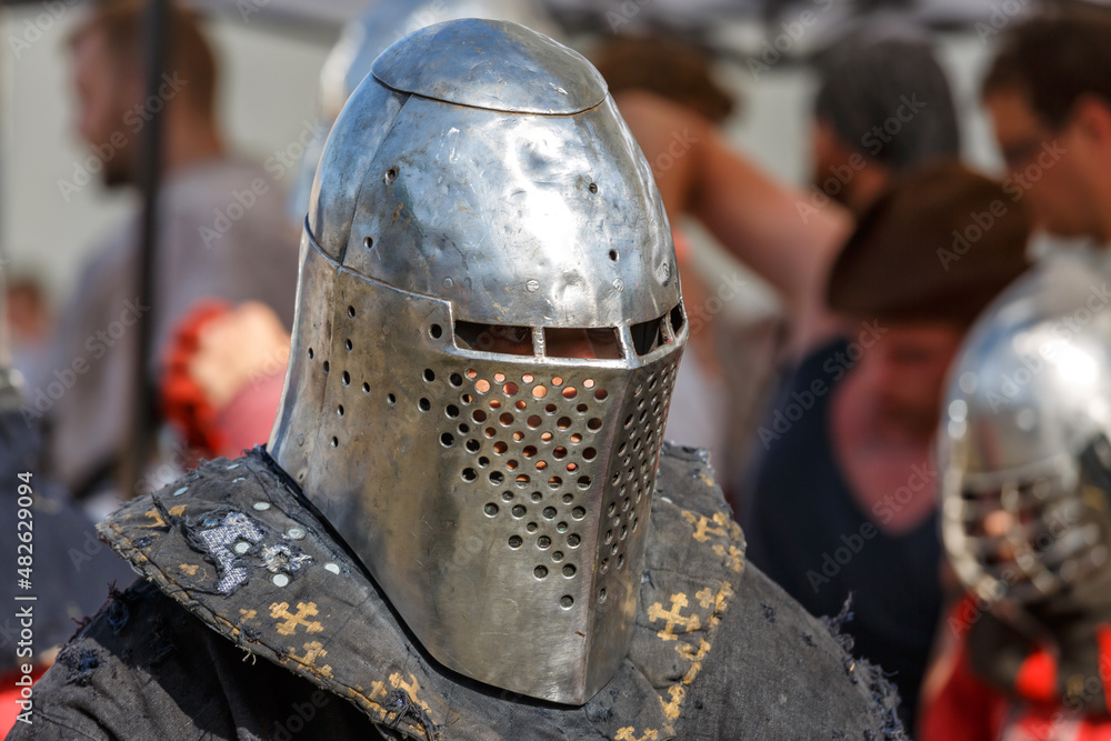 Historical restoration of knightly fights. Summer time medieval festival .Festival of medieval culture in the old fortress with knightly battles. Historical restoration of knightly fights. Summer time medieval festival .Festival of medieval culture in the old fortress with knightly battles.