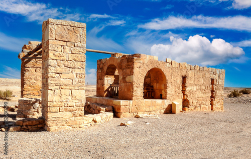 Ruined castle Ruined castle in the desert of Jordan photo