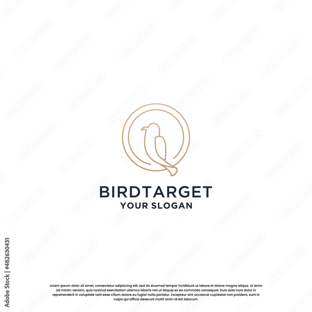 bird line logo design. modern bird target logo template.
