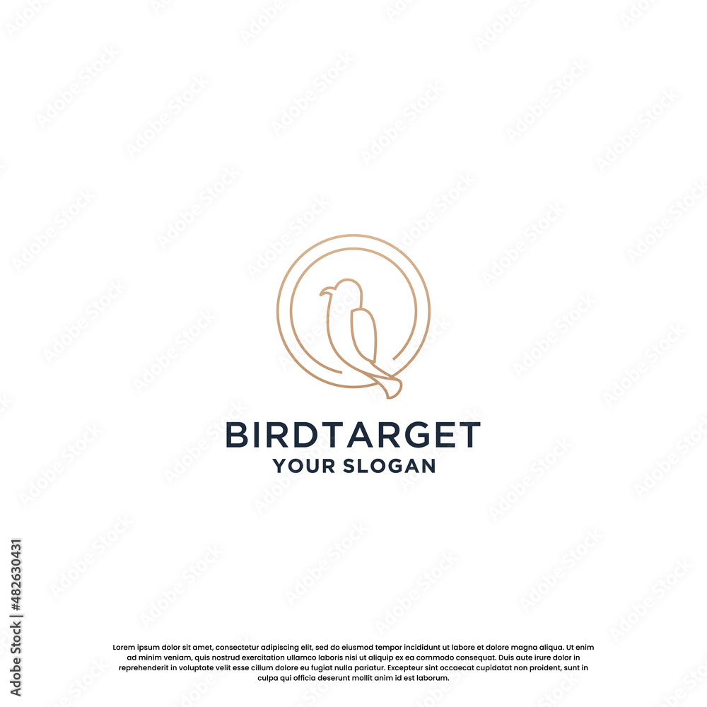 bird line logo design. modern bird target logo template. bird line logo design. modern bird target logo template.