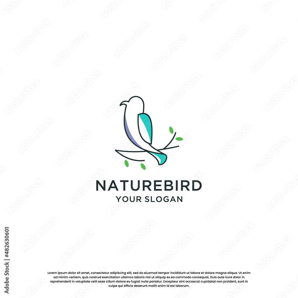 modern bird line logo design. minimalist bird logo template.