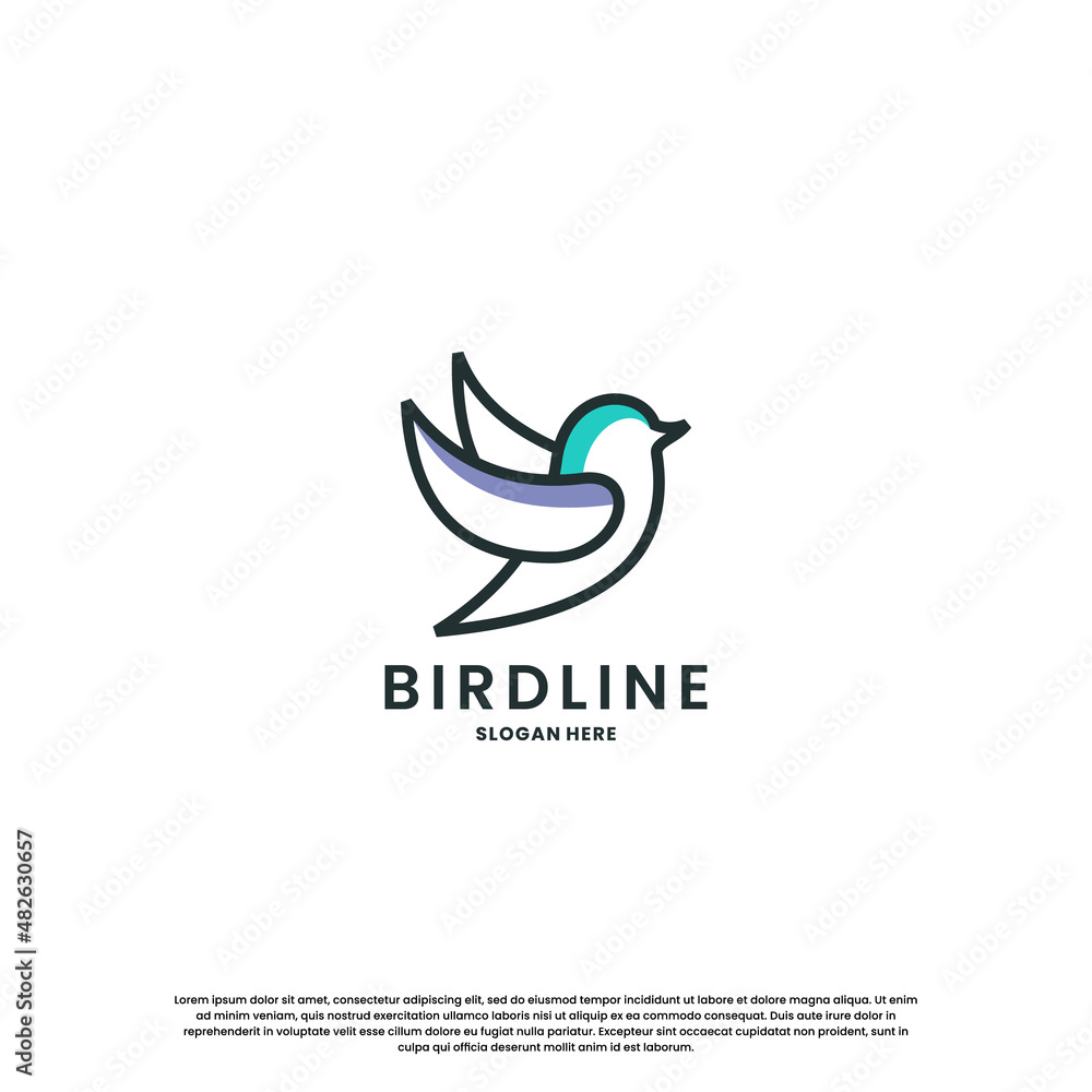 Fototapeta premium modern bird line logo design. minimalist bird logo template.