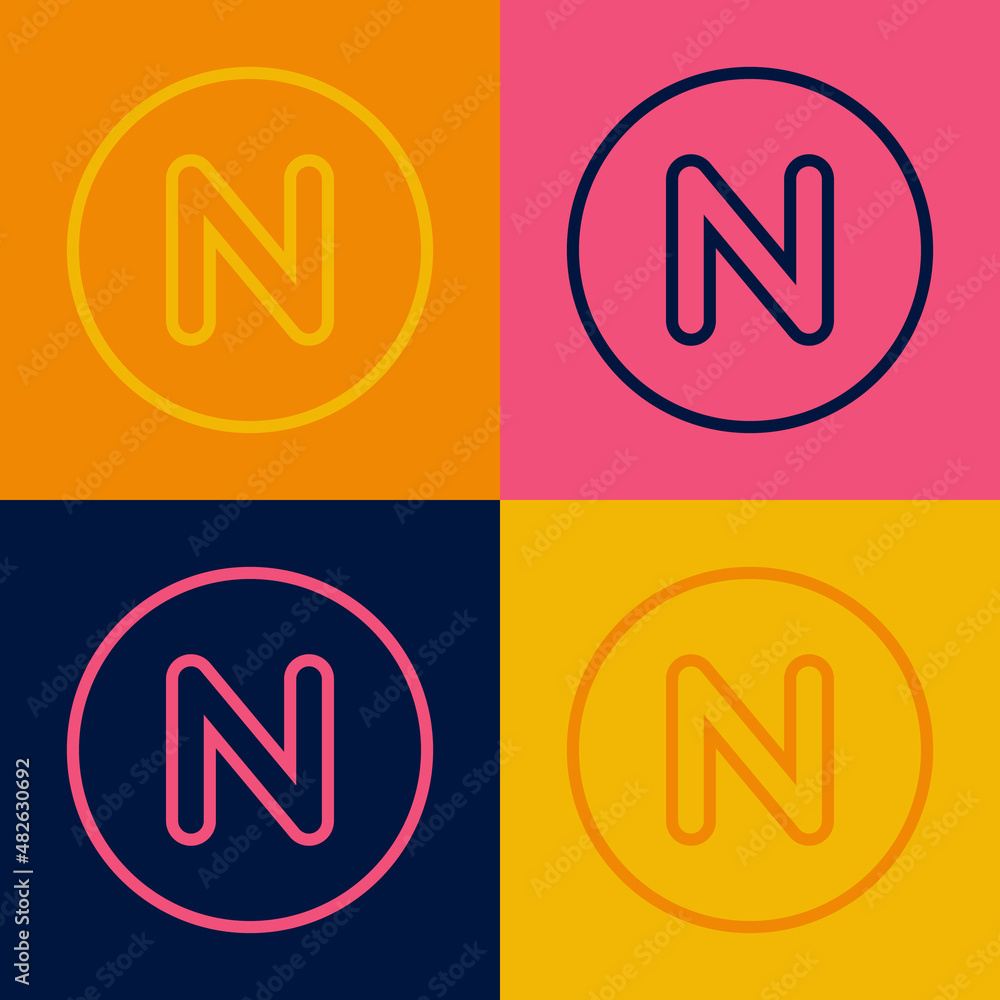 Pop art line Compass north icon isolated on color background. Windrose navigation symbol. Wind rose sign. Vector Pop art line Compass north icon isolated on color background. Windrose navigation symbol. Wind rose sign. Vector