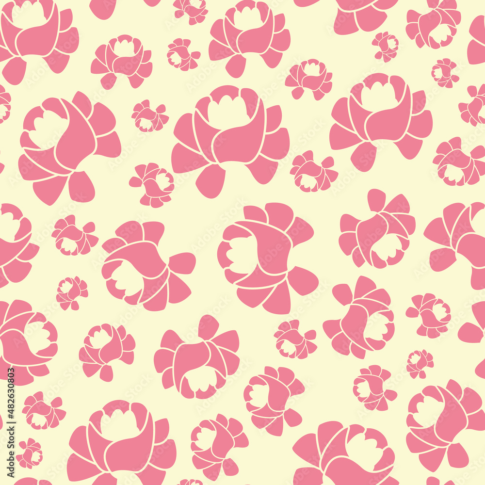 Pink white peony vector seamless repeat pattern print background