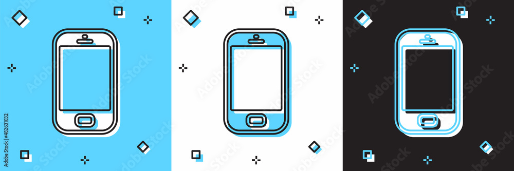 Set Smartphone, mobile phone icon isolated on blue and white, black background. Vector Set Smartphone, mobile phone icon isolated on blue and white, black background. Vector