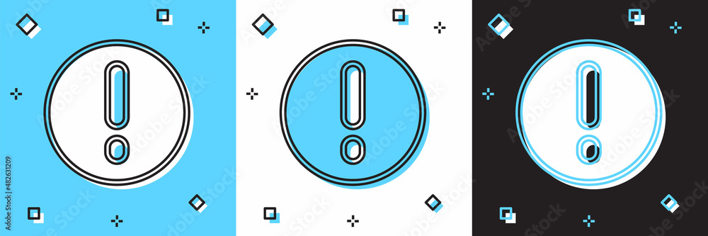 Set Speech bubble and Exclamation icon isolated on blue and white, black background. FAQ sign. Copy files, chat speech bubble and chart. Vector Set Speech bubble and Exclamation icon isolated on blue and white, black background. FAQ sign. Copy files, chat speech bubble and chart. Vector