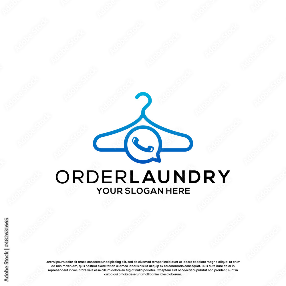 Laundry order logo design concept with creative combination Laundry order logo design concept with creative combination