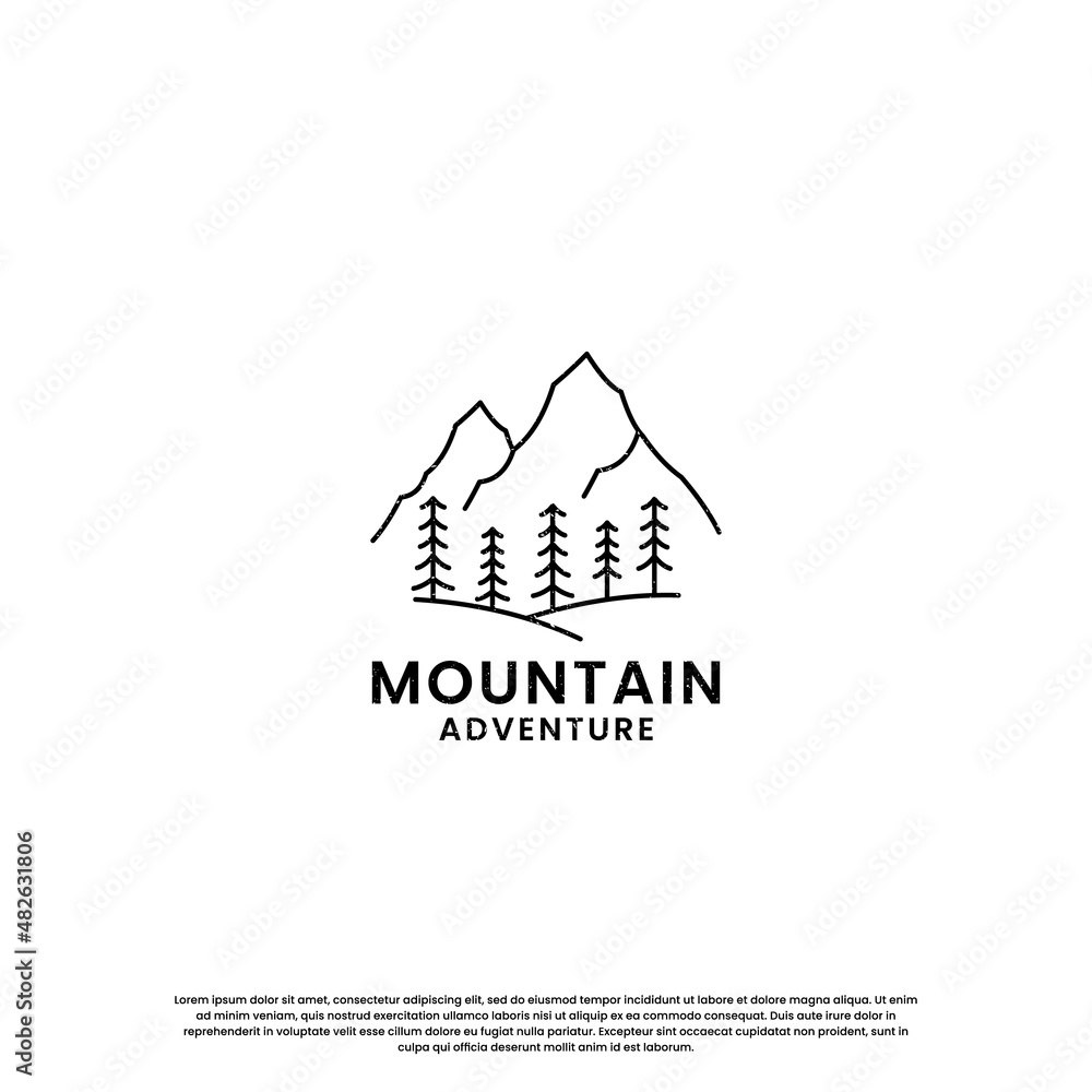 retro mountain logo design template. hill explore adventure logo vintage.