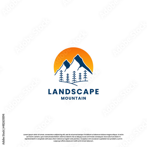 retro mountain logo design template. hill explore adventure logo vintage.