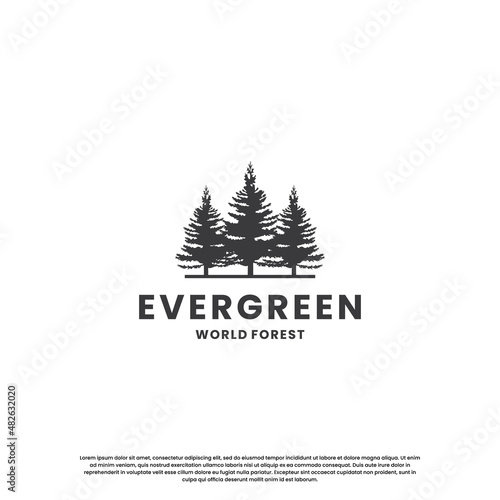 evergreen logo design vintage. pine tree logo in vintage badge.