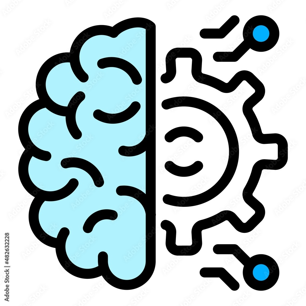 Ai gear brain icon outline vector. Network machine. Science human Ai gear brain icon outline vector. Network machine. Science human