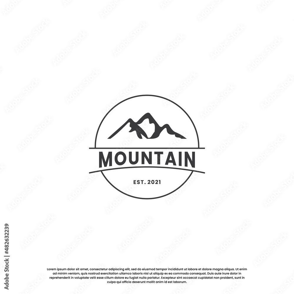 Obraz premium retro mountain logo design template. hill explore adventure logo vintage.