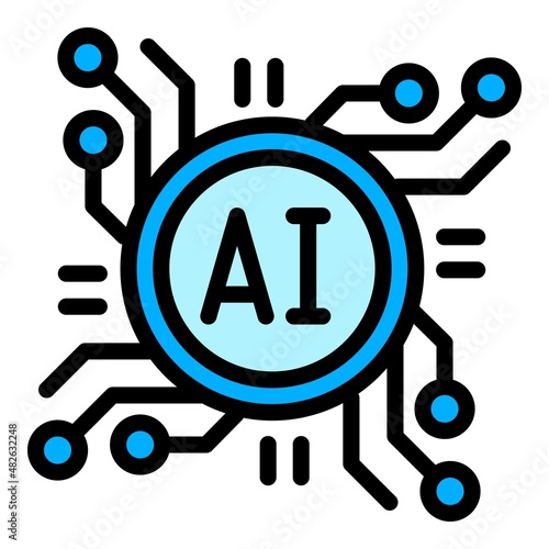Digital ai icon outline vector. Artificial brain. Network machine