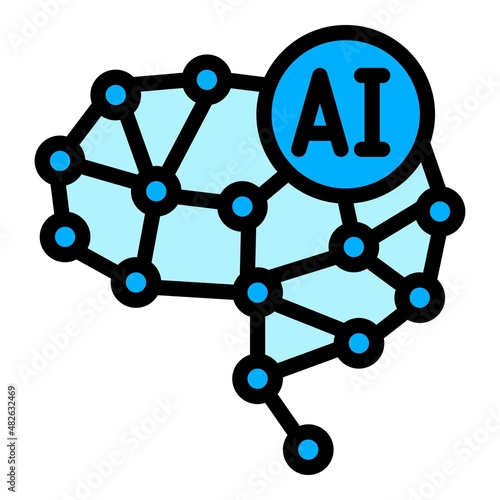 Ai technology icon outline vector. Network machine. Robot science