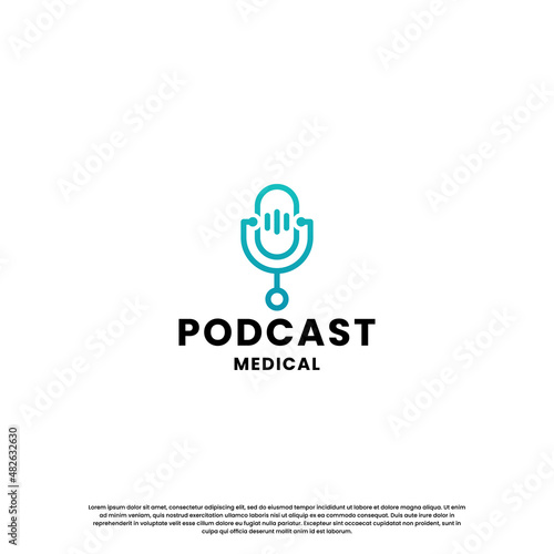 podcast medical, healing discussion logo design template