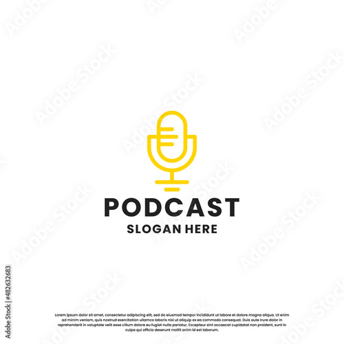 podcast talk logo design. microphone with talk combine