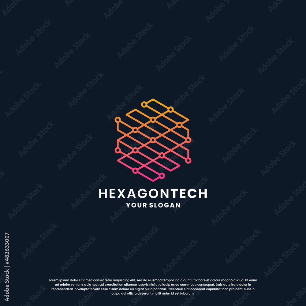 abstract logo for technology. hexagon shape and connection circuit concept abstract logo for technology. hexagon shape and connection circuit concept