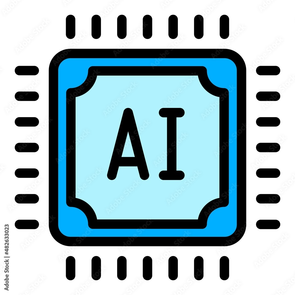 Ai processor icon outline vector. Artificial brain. Machine digital