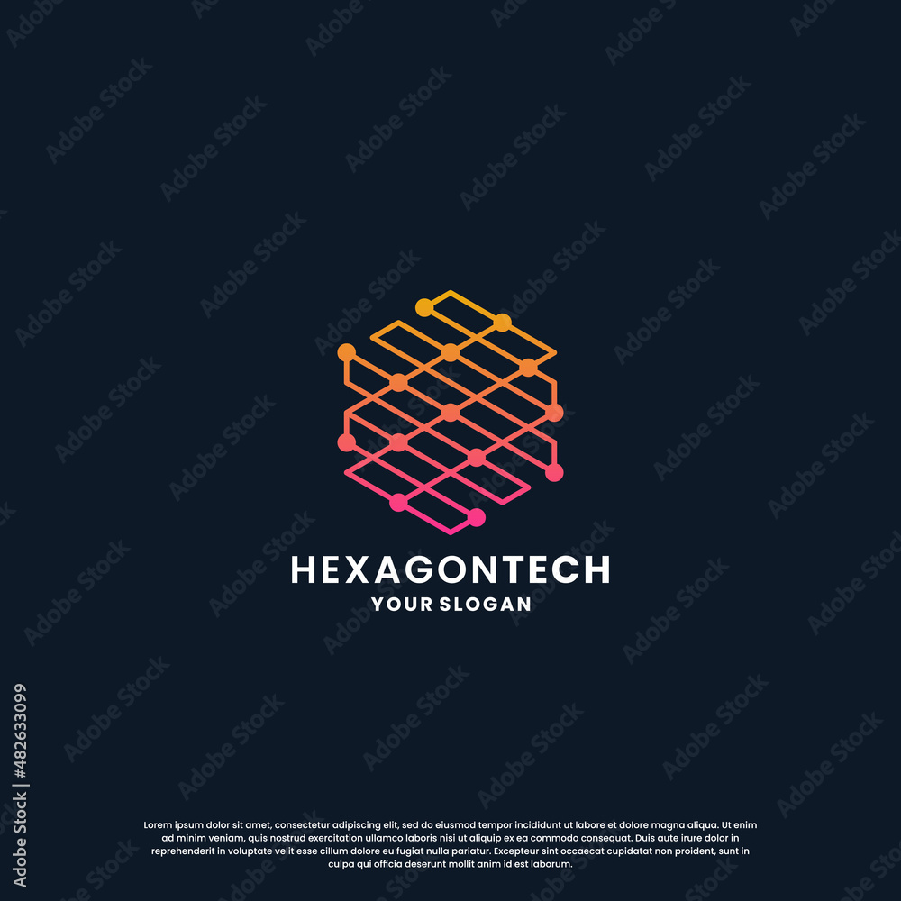 abstract logo for technology. hexagon shape and connection circuit concept abstract logo for technology. hexagon shape and connection circuit concept
