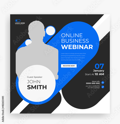 Online business webinar social media post banner template
