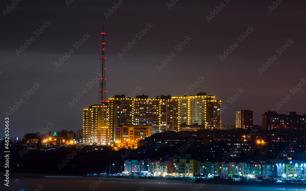 city skyline at night