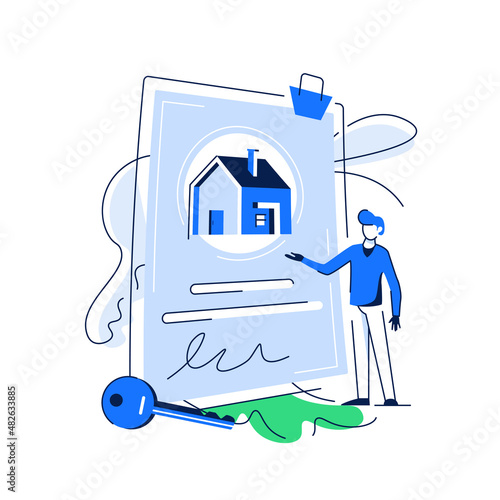 beautiful house with mortgage application form, loan form. agreement for a house in a real estate agent concept