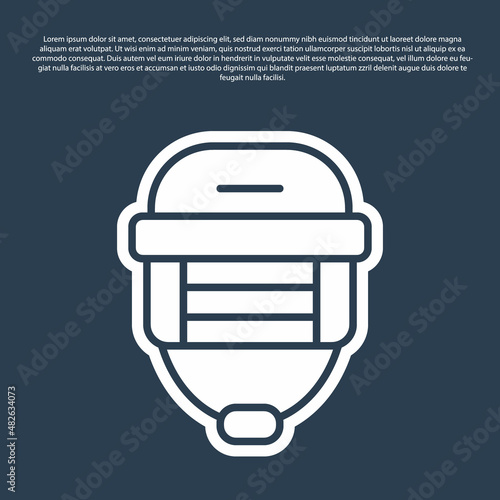 Photography Blue line Hockey helmet icon isolated on blue background. Vector
