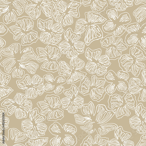 vector seamless pattern flowers with leaves. Botanical illustration for wallpaper  textile  fabric  clothing  paper  postcards