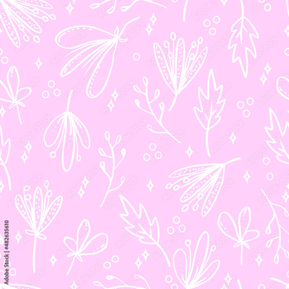 vector seamless pattern flowers with leaves. Botanical illustration for wallpaper, textile, fabric, clothing, paper, postcards vector seamless pattern flowers with leaves. Botanical illustration for wallpaper, textile, fabric, clothing, paper, postcards