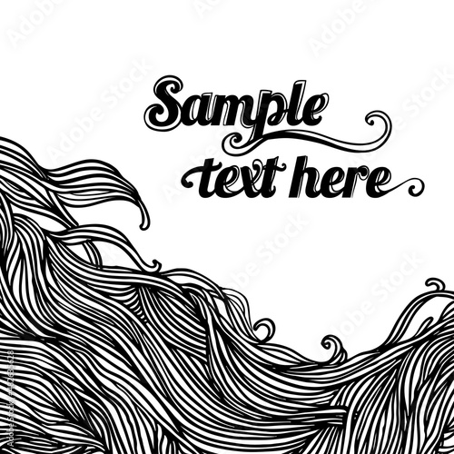 Decorative frame of hair or wave pattern. Abstract vector background.