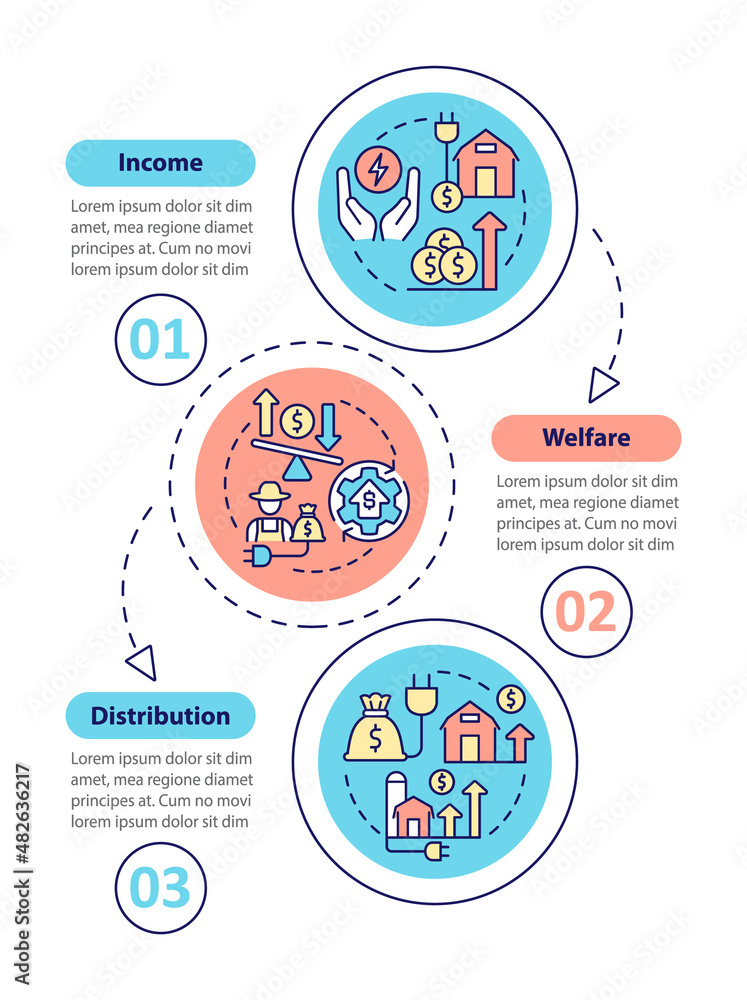 Impact of rural electrification vertical infographic template. Data visualization with 3 steps. Process timeline info chart. Workflow layout with line icons. Myriad Pro-Bold, Regular fonts used Impact of rural electrification vertical infographic template. Data visualization with 3 steps. Process timeline info chart. Workflow layout with line icons. Myriad Pro-Bold, Regular fonts used