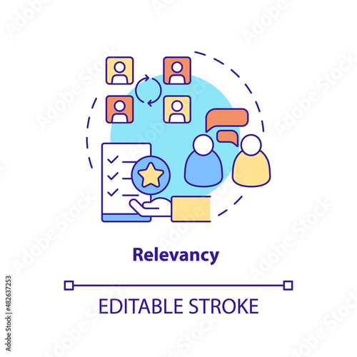 Relevancy concept icon. Exchange relevant information abstract idea thin line illustration. Professional communication. Isolated outline drawing. Editable stroke. Arial, Myriad Pro-Bold fonts used