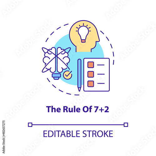 Short term memory concept icon. Rule of seven plus minus two abstract idea thin line illustration. Business communication. Isolated outline drawing. Editable stroke. Arial, Myriad Pro-Bold fonts used