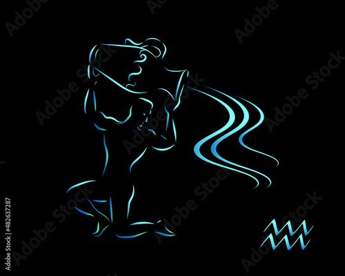 Zodiac horoscope Aquarius is an astrological sign.Vector illustration.