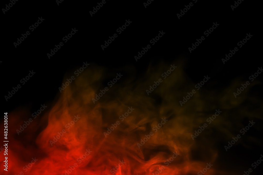 colorful smoke steam isolated black background        
