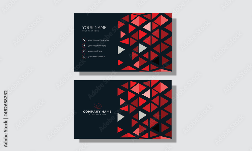dark navy blue and red business card template 