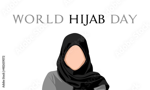 World hijab day theme. Vector illustration. Suitable for Poster, Banners, campaign and greeting card. 