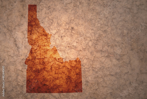map of idaho state on a old vintage crack paper background