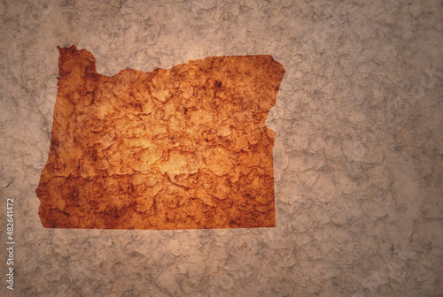 map of oregon state on a old vintage crack paper background