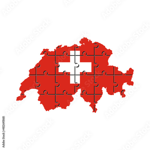 puzzle pieces of switzerland map. vector illustration isolated on white background