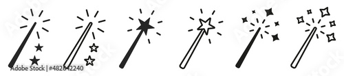 Foto Set of magic wand icons