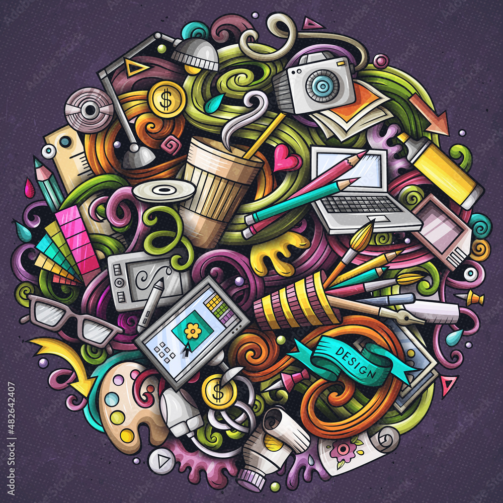 Obraz premium Cartoon cute doodles design illustration