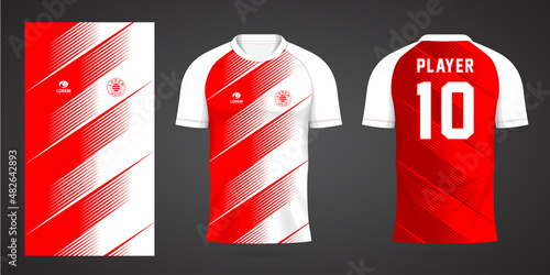 red white sports shirt jersey design template
